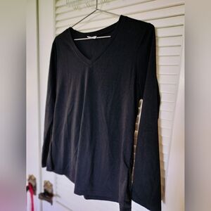 Xieerduo Black V-Neck Long Sleeve Women's Top